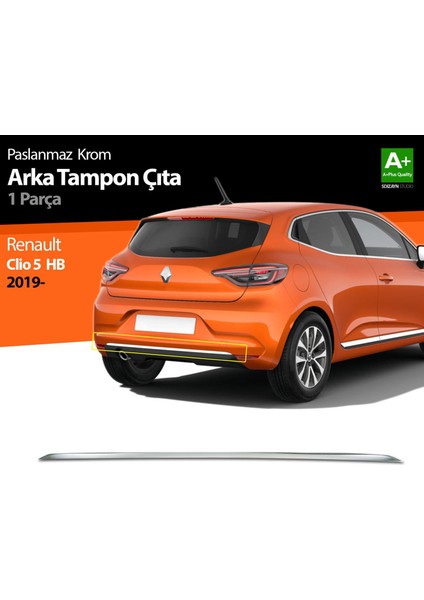 Renault Clio 5 Krom Arka Tampon Çıtası 2019 ve Üzeri