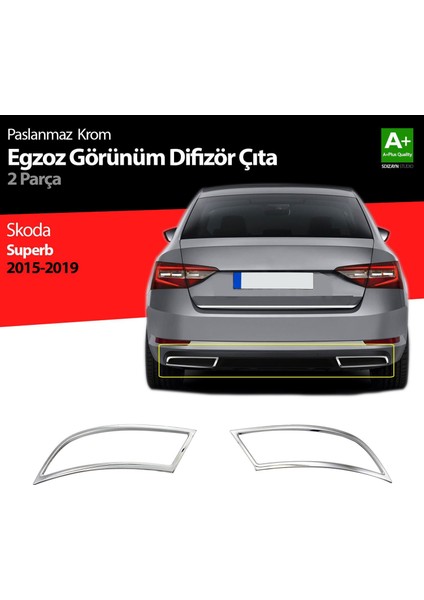 Skoda Superb Krom Egzoz Çıkışı 2 Parça 2015-2019