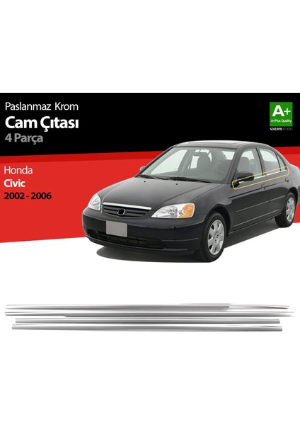 Honda Civic Krom Cam Çıtası 4 Prç 2002-2006