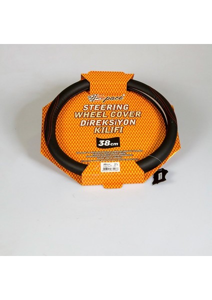 Direksiyon Kılıfı 38 cm Siyah/kırmızı Dikişli / DIKI371-SK