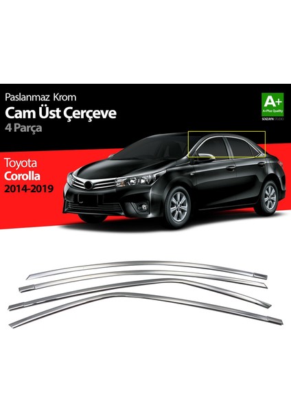 Toyota Corolla Krom Cam Üst Çıtası 4 Prç. 2013-2018