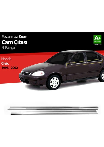 Honda Civic Krom Cam Çıtası 4 Prç 1998-2002