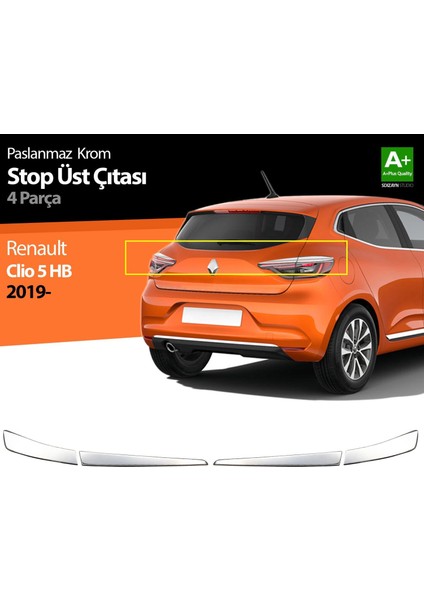 Renault Clio 5 Krom Stop Üst Çıtası 4 Prç. 2019 ve Üzeri