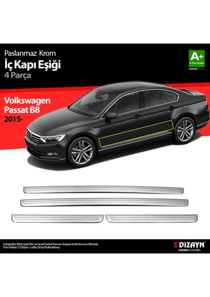 Volkswagen Passat B8 Krom Iç Kapı Eşiği 4 Parça 2015 Üzeri