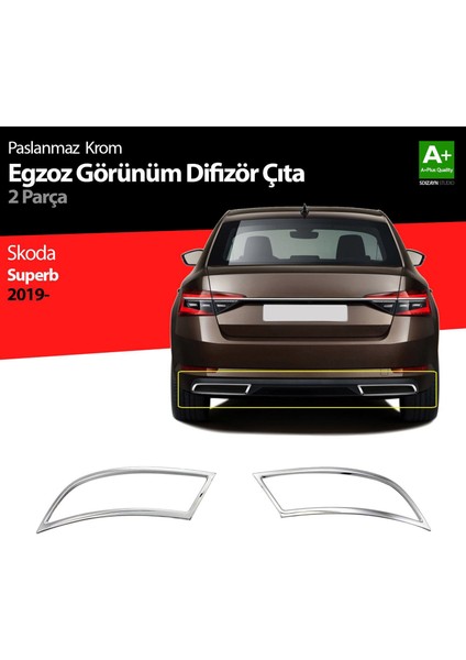 Skoda Superb Krom Egzoz Çıkışı 2 Parça 2020 ve Üzeri