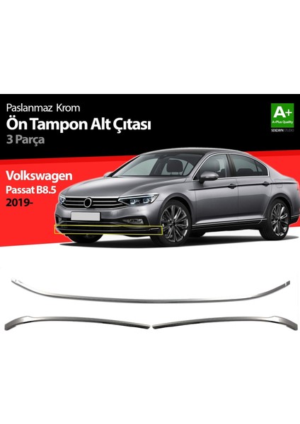 Volkswagen Passat B8.5 Krom Ön Tampon Alt Çıtası 3 Prç 2019 ve Sonrası