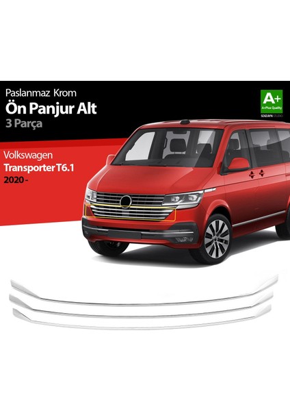 Volkswagen Transporter T6.1 Krom Ön Panjur Alt Çıtası 3 Prç. 2020 Üzeri