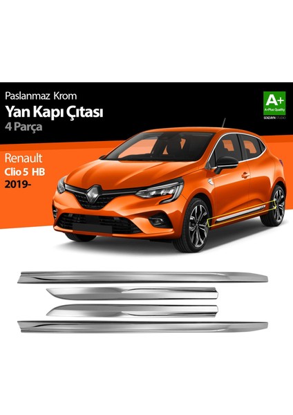 Renault Clio 5 Krom Yan Kapı Çıtası 4 Prç. 2019 ve Üzeri