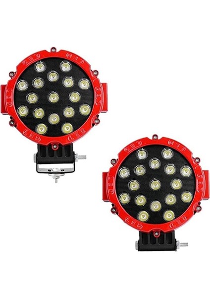 Offroad Sis Lambası 17 Power Ledli 51W Kırmızı Çerçeve Takım 12-48V / LASS289