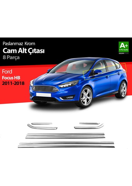 Ford Focus 3 Hb Krom Cam Çıtası 8 Prç 2011-2018