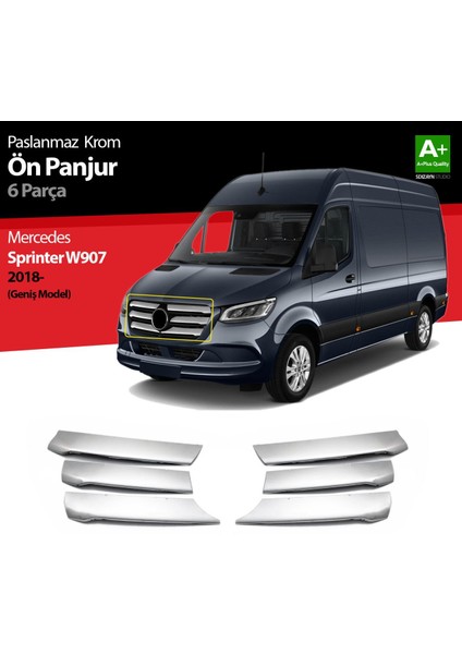 Mercedes Sprinter W907 Krom Ön Panjur Geniş Model 6 Prç 2018 Üzeri