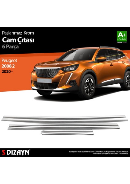 Peugeot 2008 2 Krom Cam Çıtası 6 Prç 2020 Üzeri