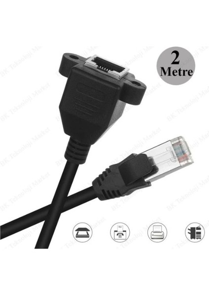 Panel Montaj RJ45 Erkek RJ45 Dişi Uzatma Lan Kablosu-2 Metre