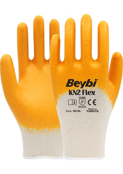 Kn2 Flex Sarı Nitril İş Eldiveni 6 Çift