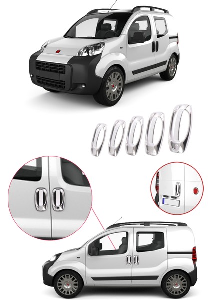 Fiat Fıorıno Uyumlu 2008 Ve Üzeri Krom Kapı Kolu Ve Çerçeve 5 Kapı 10 Parça Paslanmaz Çelik