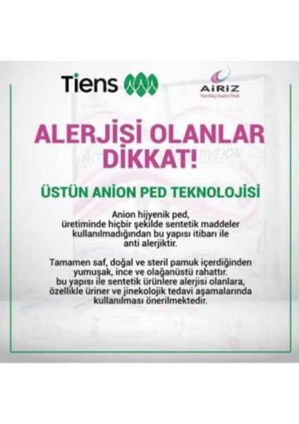 Airiz Hijyenik Kadın Pedi 8'ligece 6'lıset modelleri