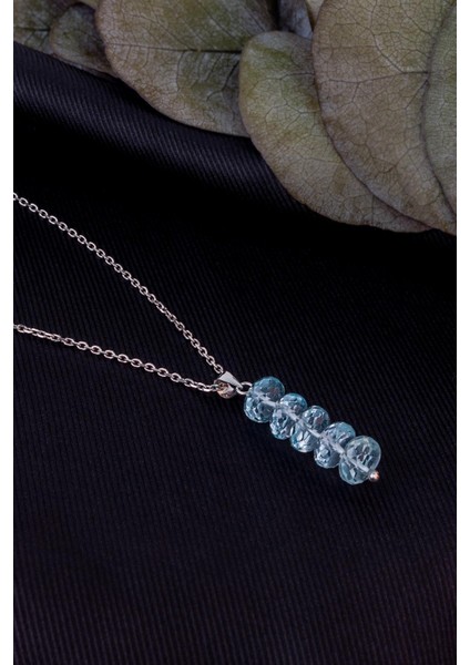 Topaz Taşı Kolye ( 925 Ayar Gümüş Aparat ve Zincirli)