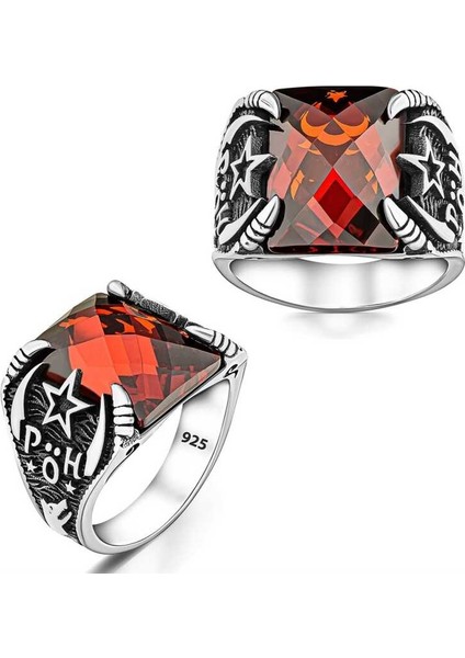 Gümüş Polis Özel Harekat Kırmızı Taşlı Yüzük