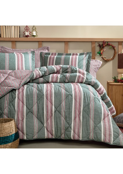 Bedding Chevron Çift Kişilik Ipliği Boyalı Uyku Seti - Yeşil