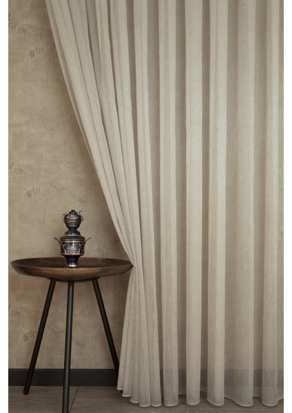 Etamin Şantuklu Tül Bej 1-3 Sık Pile 250X260