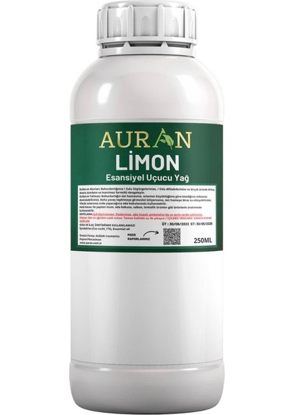 Limon Esansiyel Uçucu Yağ, Esans Koku Yağı, Hobi Esans, Mum, Sabun, Oda Kokusu 250 ml