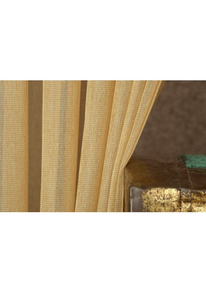 Etamin Şantuklu Tül Altın Rengi 1-3 Sık Pile 100X260