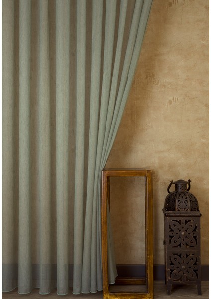 Etamin Şantuklu Tül Yeşil 1-2 Seyrek Pile 300X260