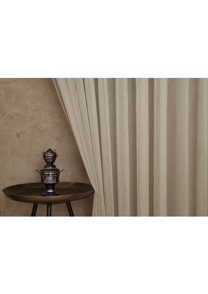 Etamin Şantuklu Tül Bej 1-3 Sık Pile 200X260