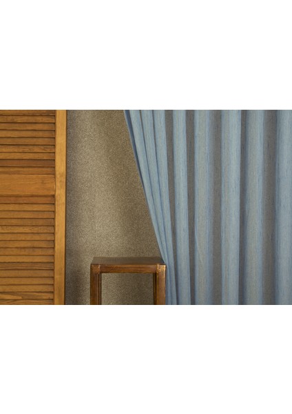 Etamin Şantuklu Tül Mavi 1-2,5 Orta Sık Pile 100X260