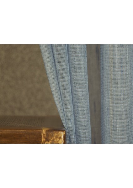 Etamin Şantuklu Tül Mavi 1-2,5 Orta Sık Pile 100X260
