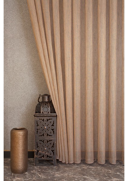 Etamin Şantuklu Tül Kahve 1-2,5 Orta Sık Pile 250X260