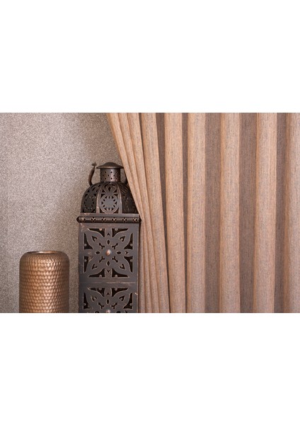 Etamin Şantuklu Tül Kahve 1-3 Sık Pile 300X260
