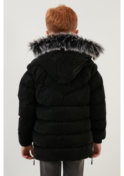 Peluş Astarlı Yakası Suni Kürklü Çıkarılabilir Kapüşonlu Kışlık Mont Erkek Çocuk Mont 5761906 indirimleri