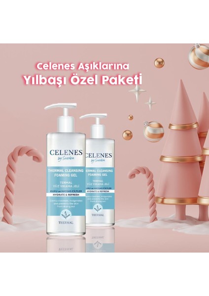 Celenes By Sweden Yılbaşı Paketi Thermal Temizleme Jeli Kuru ve Hassas Ciltler 250 ml x 2