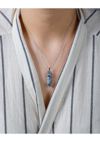 Doğal Taş Sodalit Çivi Kolye Ucu