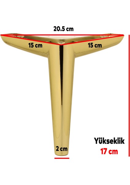 Piko Lüks Mobilya Kanepe Sehpa Tv Ünitesi Koltuk Ayağı 17 cm Gold Altın Baza Ayak