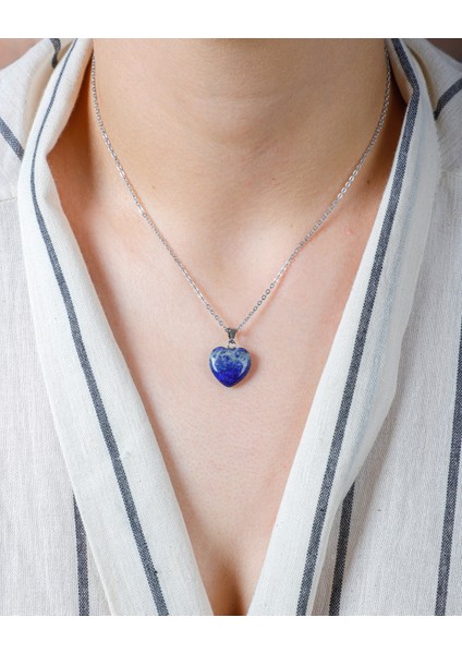 Doğal Taş Sodalit Kalp Kolye Ucu