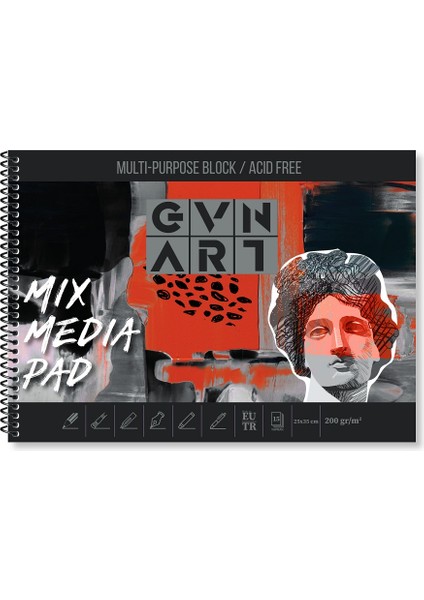 Mix Media Çok Amaçlı Sanatsal Blok Defter 200GR 25X35CM 15 Yaprak