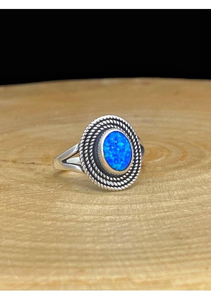 925 Ayar Gümüş El Üretim Otantik Doğal Oval Opal Taş Yüzük modelleri