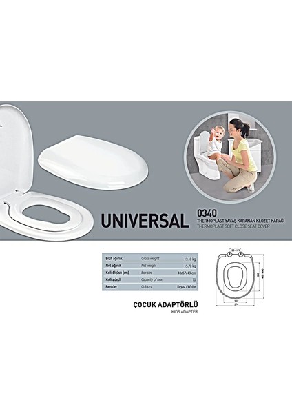 Thermoplast Yavaş Kapanan Klozet Kapağı Universal Model (Çocuk Adaptörlü)