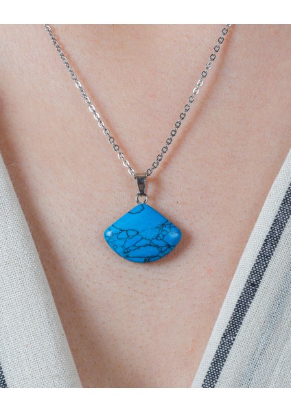 Doğal Taş Firuze Kayık Model Kolye Ucu fiyatları