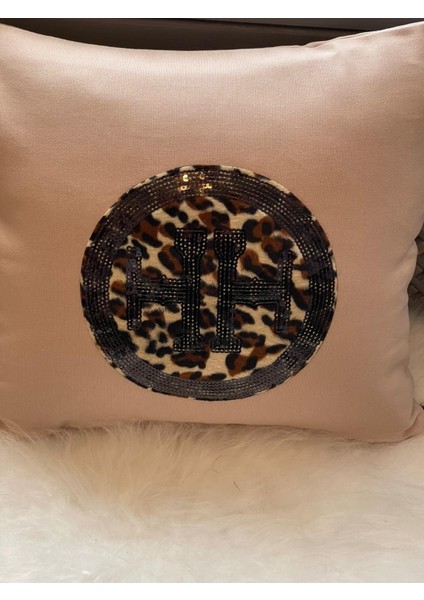 Leopar Tüylü Pul Payetli Kırlent Yastık Kılıfı 40X40