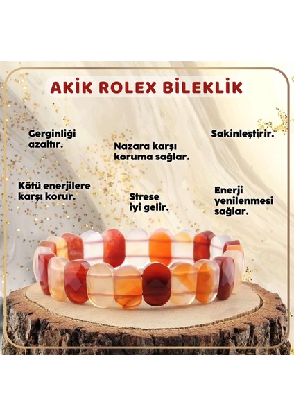 Sertifikalı Akik Doğal Taş 9X14 mm Bileklik 15 mm fiyatları