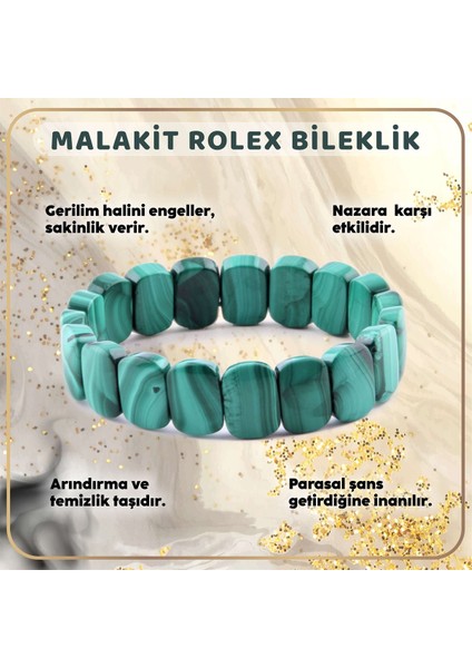 Sertifikalı Malahit (Malakit) Doğal Taş 9X14 mm Bileklik fiyatları