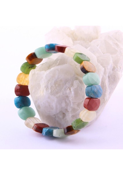 Sertifikalı Apatit Jasper Dönüşümlü Sitrin Aventurin Yeşim Kaplan Gözü 9X14 mm Doğal Taş Bileklik