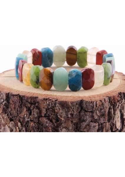 Sertifikalı Apatit Jasper Dönüşümlü Sitrin Aventurin Yeşim Kaplan Gözü 9X14 mm Doğal Taş Bileklik fiyatları