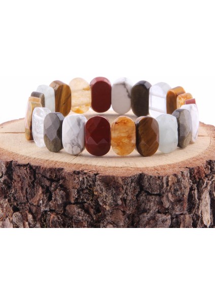 Sertifikalı Dönüşümlü Sitrin - Kaplan Gözü - Akuamarin - Obsidyen - Havlit 9X14M Doğal Taş Bileklik fiyatları