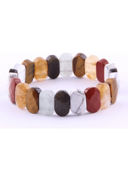 Sertifikalı Dönüşümlü Sitrin - Kaplan Gözü - Akuamarin - Obsidyen - Havlit 9X14M Doğal Taş Bileklik modelleri