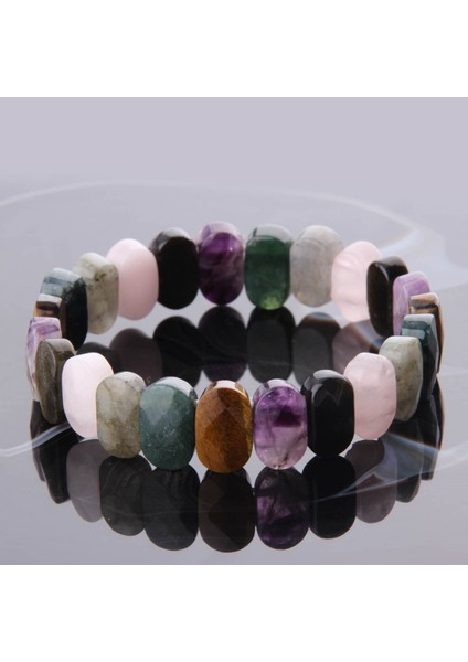Sertifikalı Y.akik Kaplan Gözü Ametist Obsidyen P. Kuvars Labrodorit 9X14 mm Doğal Taş Bileklik fiyatları