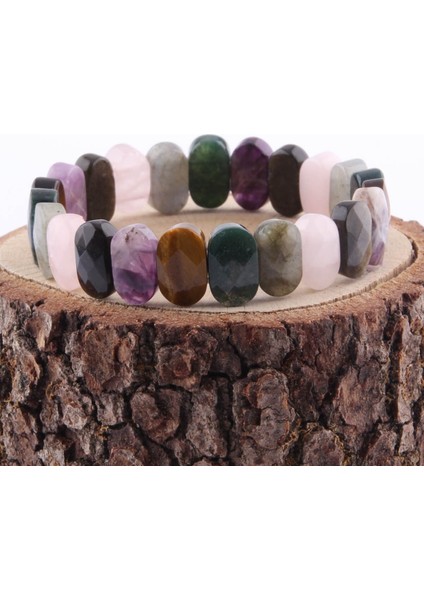 Sertifikalı Y.akik Kaplan Gözü Ametist Obsidyen P. Kuvars Labrodorit 9X14 mm Doğal Taş Bileklik fırsatları